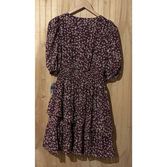 TAYLOR Women's Size 10 Floral-Print Tiered Ruffle Hem Dress V-Neck Smocked Waist - Picture 2 of 8